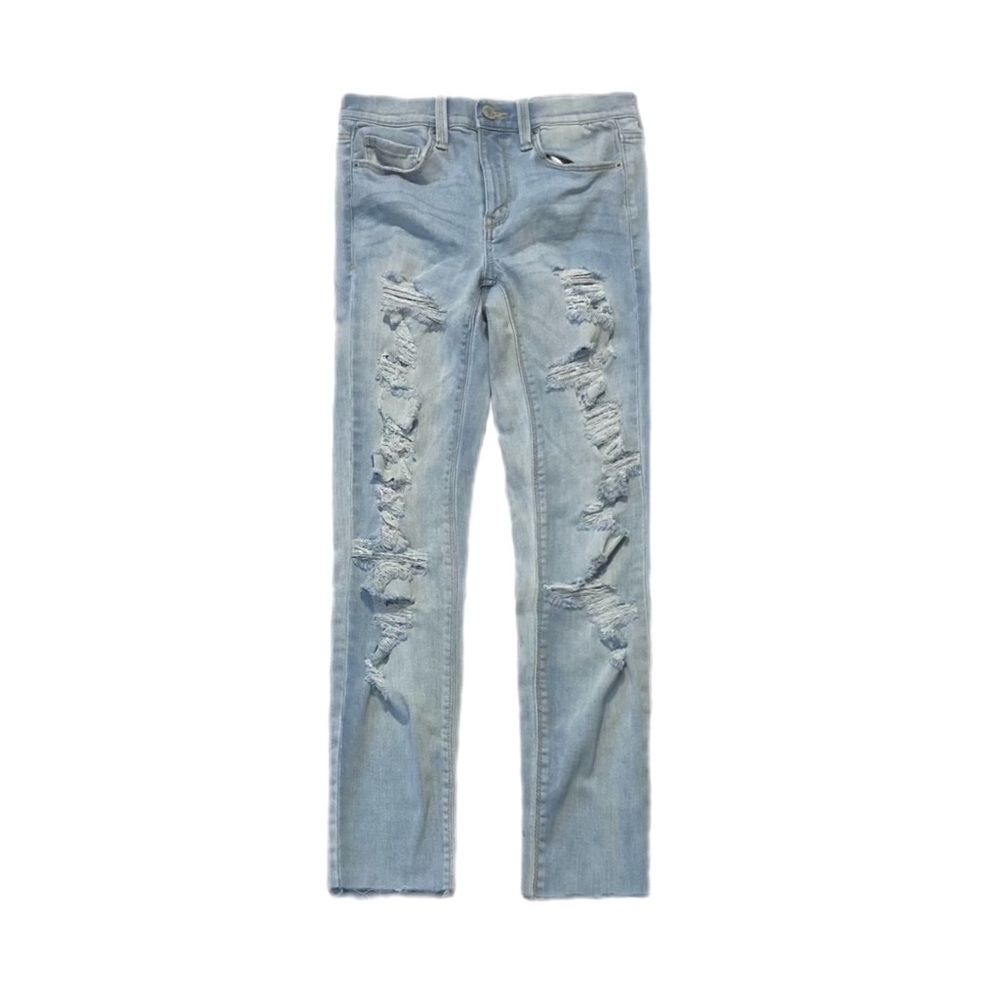 Light Wash Low Rise Skinny Ripped Jeans